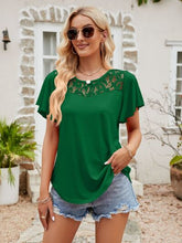 Load image into Gallery viewer, Lace Detail Round Neck Short Sleeve T-Shirt