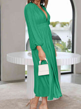 Load image into Gallery viewer, Deep V-Neck Balloon Sleeve Plain Maxi Dress