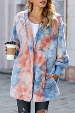 Load image into Gallery viewer, Tie-Dye Plush Hooded Jacket with Pockets