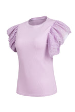 Load image into Gallery viewer, Ruffled Round Neck Cap Sleeve Top
