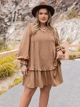 Load image into Gallery viewer, Plus Size Dot Flounce Sleeve Mini Dress