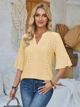 Load image into Gallery viewer, Eyelet Notched Half Sleeve T-Shirt