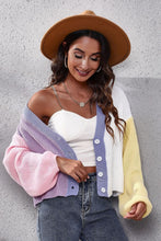 Load image into Gallery viewer, Color Block Ribbed Long Sleeve Cardigan