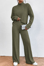 Load image into Gallery viewer, Ribbed Mock Neck Top and Pants Set