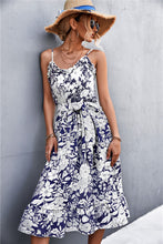 Load image into Gallery viewer, Floral Frill Trim Scoop Neck Spaghetti Strap Dress