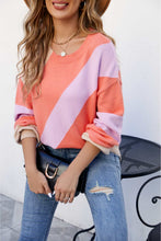 Load image into Gallery viewer, Color Block Ribbed Round Neck Sweater