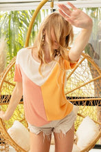 Load image into Gallery viewer, BiBi Round Neck Color Block Short Sleeve T-Shirt