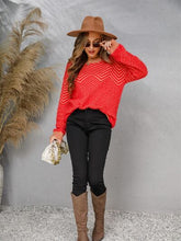 Load image into Gallery viewer, Striped Round Neck Dropped Shoulder Sweater