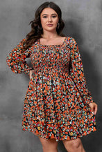 Load image into Gallery viewer, Plus Size Floral Square Neck Smocked Mini Dress