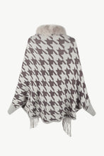 Load image into Gallery viewer, Houndstooth Fringe Hem Poncho