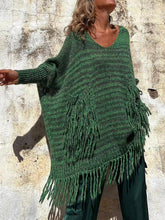 Load image into Gallery viewer, Fringe Detail Long Sleeve Sweater with Pockets