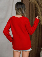 Load image into Gallery viewer, Openwork Round Neck Raglan Sleeve Sweater