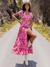 Load image into Gallery viewer, Floral V-Neck Slit Dress