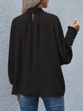 Load image into Gallery viewer, Tie Neck Lantern Sleeve Blouse