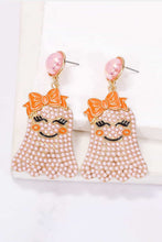 Load image into Gallery viewer, Smiling Ghost Shape Synthetic Pearl Earrings