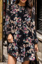 Load image into Gallery viewer, Printed Round Neck Balloon Sleeve Mini Dress