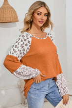 Load image into Gallery viewer, Leopard Waffle-Knit Blouse