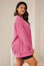 Load image into Gallery viewer, Plus Size Round Neck Drop Shoulder Slit Sweatshirt