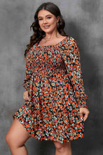 Load image into Gallery viewer, Plus Size Floral Square Neck Smocked Mini Dress