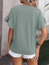 Load image into Gallery viewer, Ruffled Round Neck Short Sleeve Blouse