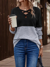 Load image into Gallery viewer, Two-Tone Crisscross Detail Sweatshirt