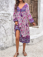 Load image into Gallery viewer, Tassel Tied Printed Long Sleeve Dress