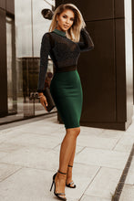 Load image into Gallery viewer, Rhinestone Mock Neck Long Sleeve Dress