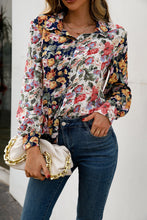 Load image into Gallery viewer, Floral Print Collared Neck Long Sleeve Shirt