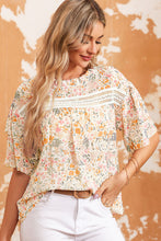 Load image into Gallery viewer, Floral Round Neck Short Sleeve Blouse