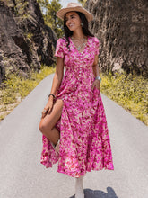 Load image into Gallery viewer, Floral V-Neck Slit Dress