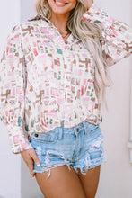 Load image into Gallery viewer, Printed Collared Neck Long Sleeve Shirt