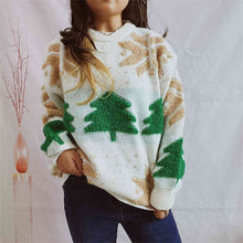 Load image into Gallery viewer, Snowflake Round Neck Long Sleeve Sweater