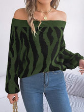 Load image into Gallery viewer, Off-Shoulder Animal Print Long Sleeve Sweater