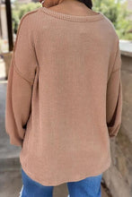 Load image into Gallery viewer, Ribbed Color Block Exposed Seam Round Neck Blouse