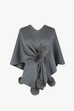 Load image into Gallery viewer, Surplice Neck Pom-Pom Trim Poncho