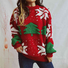 Load image into Gallery viewer, Snowflake Round Neck Long Sleeve Sweater