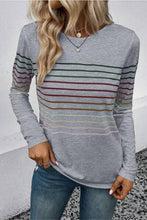 Load image into Gallery viewer, Striped Round Neck Long Sleeve T-Shirt