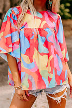 Load image into Gallery viewer, Printed Round Neck Half Sleeve Blouse