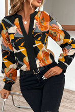 Load image into Gallery viewer, Floral Notched Long Sleeve Blouse