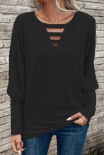 Load image into Gallery viewer, Cutout Round Neck Long Sleeve T-Shirt