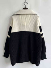 Load image into Gallery viewer, Ribbed Two-Tone Half Zip Sweater