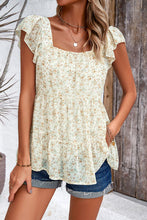 Load image into Gallery viewer, Printed Square Neck Cap Sleeve Blouse