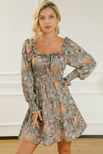 Load image into Gallery viewer, Printed Smocked Lantern Sleeve Tiered Dress