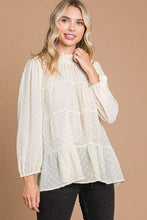Load image into Gallery viewer, Culture Code Full Size Swiss Dot Smocked Mock Neck Blouse