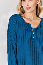 Load image into Gallery viewer, Basic Bae Full Size Ribbed Half Button Long Sleeve T-Shirt