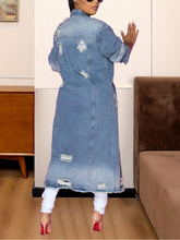 Load image into Gallery viewer, Long Sleeve Raw Hem Denim Jacket