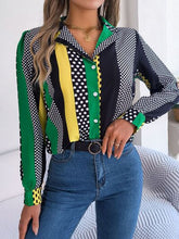 Load image into Gallery viewer, Polka Dot Contrast Long Sleeve Shirt