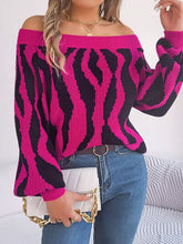 Load image into Gallery viewer, Off-Shoulder Animal Print Long Sleeve Sweater
