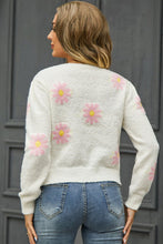 Load image into Gallery viewer, Flower Pattern Round Neck Short Sleeve Pullover Sweater