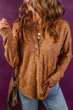 Load image into Gallery viewer, Half Button Dropped Shoulder Long Sleeve T-Shirt